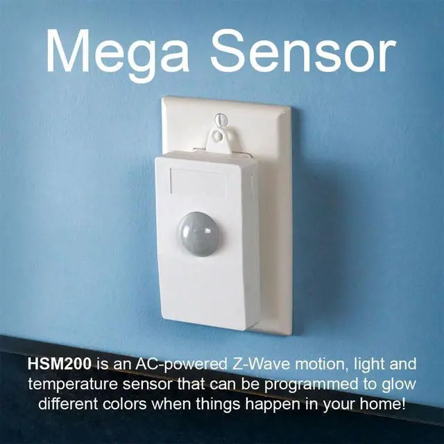 Alt view image 2 of 5 - Smart Motion, Temperature & Light Sensor (HSM200), AC Powered, Z-Wave Plus Technology, Includes Programmable RGB LED Indicator, Compatible with, Home Assistant & Hubitat (1-Pack)