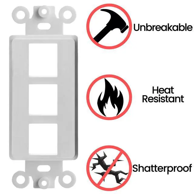 Alt view image 5 of 6 - 10 Pack 3Port Decorator Wall Plate 1-Gang Keystone Decorative Insert, Keystone Jack Single Gang Wall Plate - White