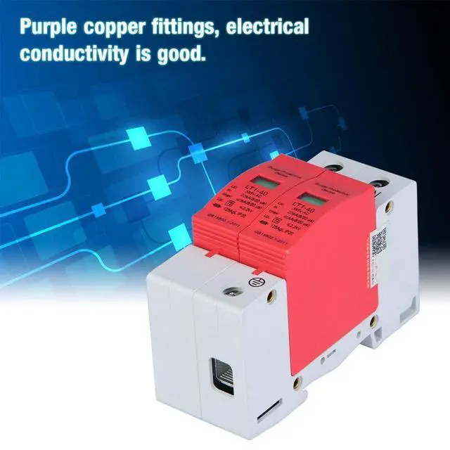 Alt view image 5 of 7 - AC Protector Power Protector Arrester Device, House Protector Low Voltage Arrester for Photovoltaic Thunder, Protective Device Arrester Electronics Accessories (2P40KA)