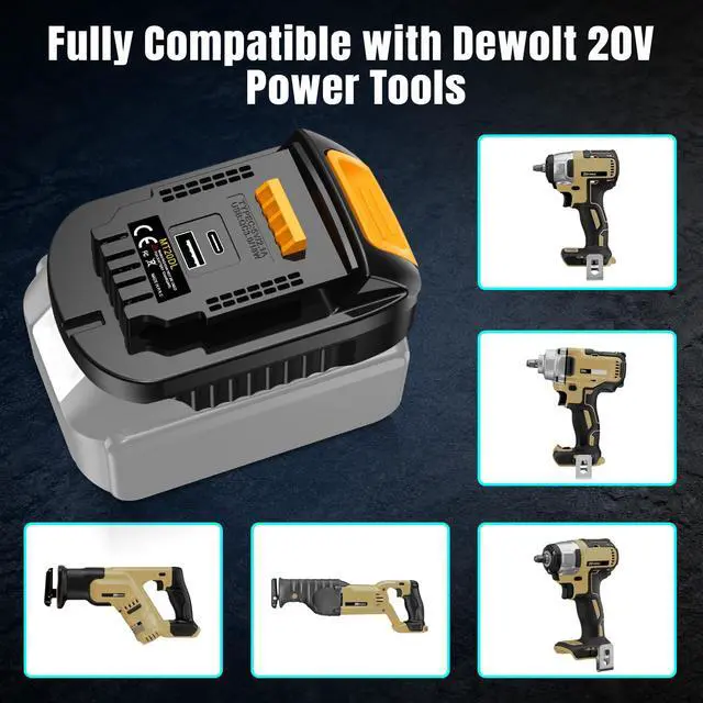 Alt view image 4 of 7 - MT20DL Battery Adapter for Makita 18V to for Dewalt 20V MAX Battery Converter with USB-A & Type-C Charging Port,Compatible with Makita BL1830 BL1850 BL1860 for Dewalt 20V Cordless Power Tools