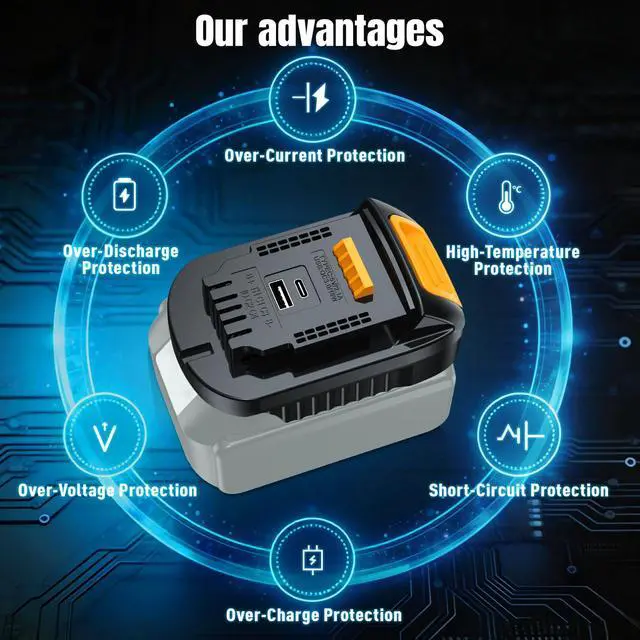 Alt view image 7 of 7 - MT20DL Battery Adapter for Makita 18V to for Dewalt 20V MAX Battery Converter with USB-A & Type-C Charging Port,Compatible with Makita BL1830 BL1850 BL1860 for Dewalt 20V Cordless Power Tools