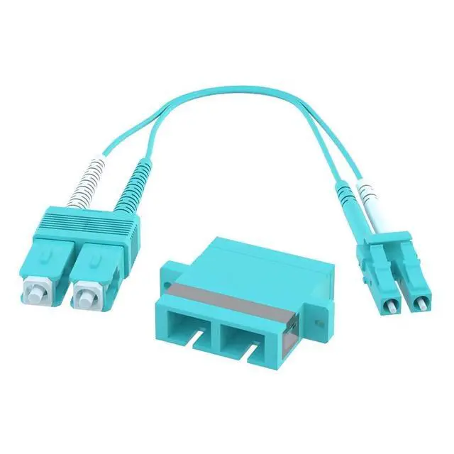 Alt view image 2 of 2 - SC to LC Fiber Adapter 50/125 OM4 Multimode Duplex Converter Dongle