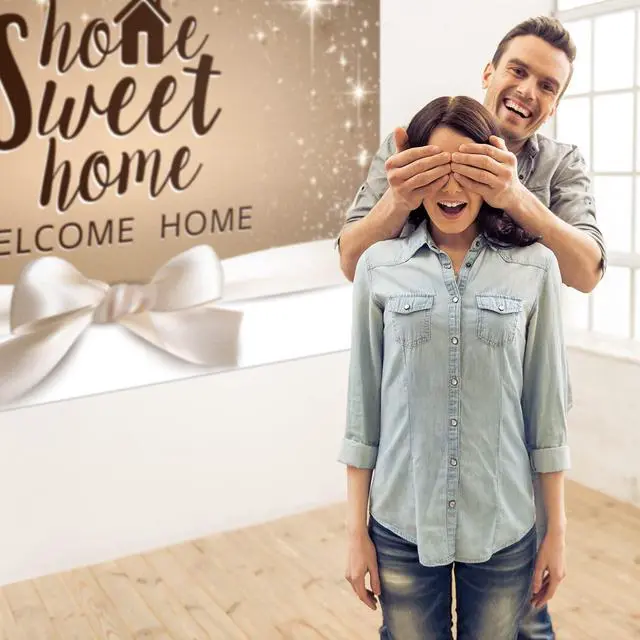Alt view image 5 of 5 - Home Sweet Home Backdrop Banner Decor Gold Glitter - Welcome Home Housewarming Party Theme Decorations for Bridal Shower New House Supplies