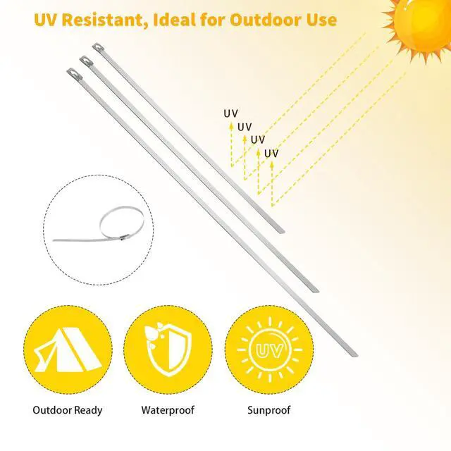 Alt view image 3 of 6 - 630 Pcs Metal Zip Ties Multi Purpose Self Locking Cable Ties Heavy Duty 304 Stainless Steel Tensile for Farm Pipe Fence Roof Exhaust Machinery Outdoor (Multi Sizes)