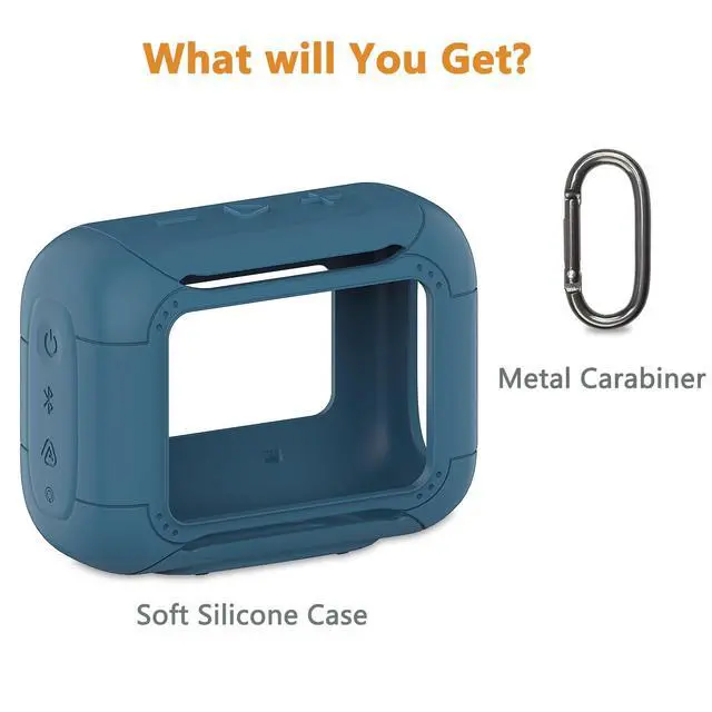 Alt view image 3 of 7 - Silicone Cover Case for JBL Go 5 Portable Bluetooth Speaker | Protective Case for Go 5 Speaker, Shockproof Drop-Protection Cover with Carabiner (Blue)