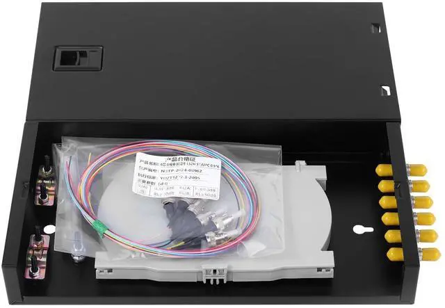 Alt view image 2 of 7 - 2-Pack ST-UPC 6 Simplex 6 Port Wall Mount Fiber Enclosure with Splice Tray Singlemode ST-UPC Kit (Includes 1.2 Meter Pigtail and Fiber Coupler)