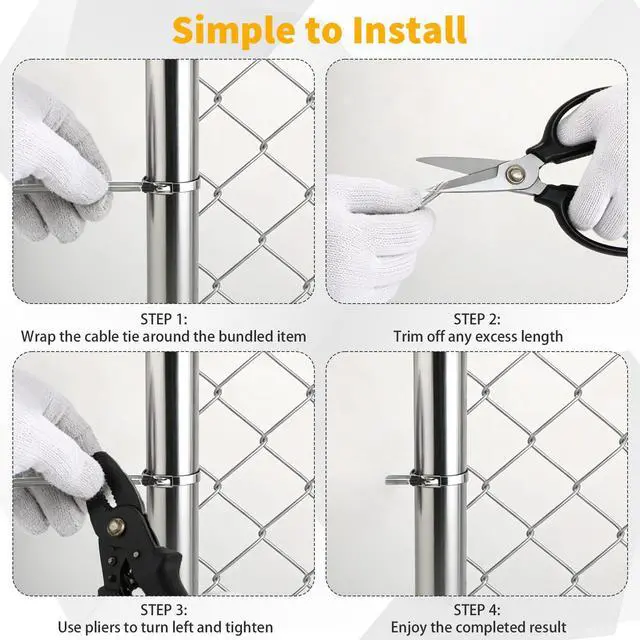 Alt view image 4 of 6 - 630 Pcs Metal Zip Ties Multi Purpose Self Locking Cable Ties Heavy Duty 304 Stainless Steel Tensile for Farm Pipe Fence Roof Exhaust Machinery Outdoor (Multi Sizes)