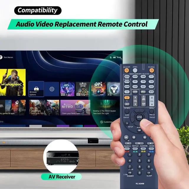 Alt view image 2 of 7 - RC-834M New Replace Remote Control fit for Onkyo AV Receiver TX-NR515 TX-NR414 HT-RC440 HT-S6500 HT-S7500 HT-R791 HT-RC460 HT-R758 TXNR515 TXNR414 HTRC440 HTS6500 HTS7500 HTR791 HTRC460 HTR758