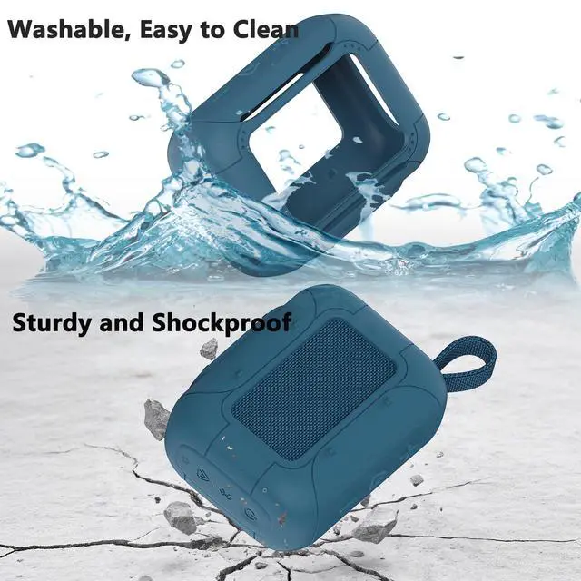 Alt view image 5 of 7 - Silicone Cover Case for JBL Go 5 Portable Bluetooth Speaker | Protective Case for Go 5 Speaker, Shockproof Drop-Protection Cover with Carabiner (Blue)