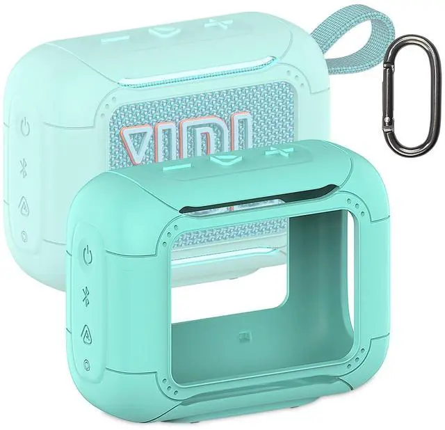 Main image of Silicone Cover Case for JBL Go 5 Portable Bluetooth Speaker | Protective Case for Go 5 Speaker, Shockproof Drop-Protection Cover with Carabiner (Teal)