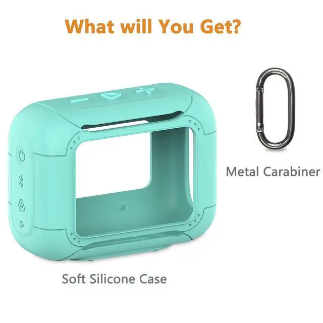 Alt view image 3 of 7 - Silicone Cover Case for JBL Go 5 Portable Bluetooth Speaker | Protective Case for Go 5 Speaker, Shockproof Drop-Protection Cover with Carabiner (Teal)
