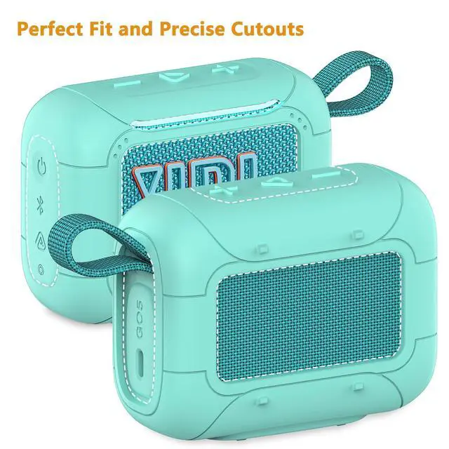 Alt view image 6 of 7 - Silicone Cover Case for JBL Go 5 Portable Bluetooth Speaker | Protective Case for Go 5 Speaker, Shockproof Drop-Protection Cover with Carabiner (Teal)
