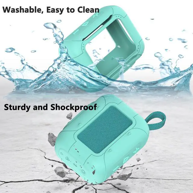 Alt view image 5 of 7 - Silicone Cover Case for JBL Go 5 Portable Bluetooth Speaker | Protective Case for Go 5 Speaker, Shockproof Drop-Protection Cover with Carabiner (Teal)