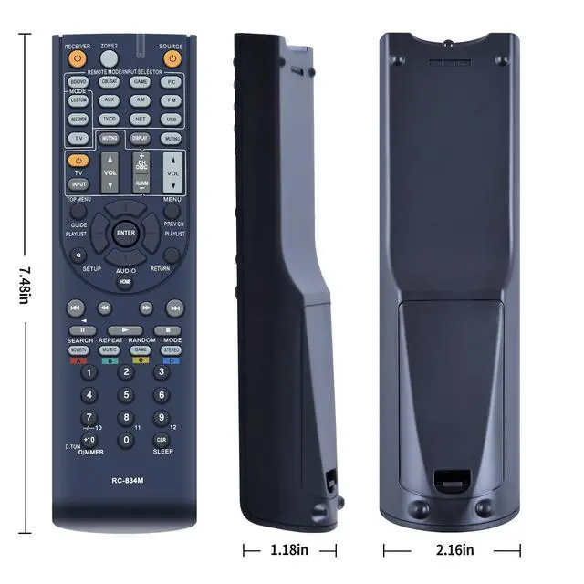 Alt view image 7 of 7 - RC-834M New Replace Remote Control fit for Onkyo AV Receiver TX-NR515 TX-NR414 HT-RC440 HT-S6500 HT-S7500 HT-R791 HT-RC460 HT-R758 TXNR515 TXNR414 HTRC440 HTS6500 HTS7500 HTR791 HTRC460 HTR758