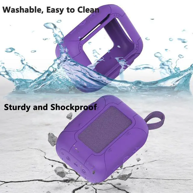 Alt view image 5 of 7 - Silicone Cover Case for JBL Go 5 Portable Bluetooth Speaker | Protective Case for Go 5 Speaker, Shockproof Drop-Protection Cover with Carabiner (Purple)