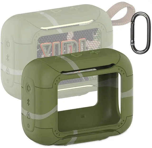Main image of Silicone Cover Case for JBL Go 5 Portable Bluetooth Speaker | Protective Case for Go 5 Speaker, Shockproof Drop-Protection Cover with Carabiner (Squad)
