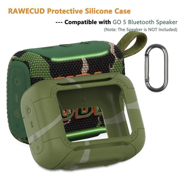 Alt view image 2 of 7 - Silicone Cover Case for JBL Go 5 Portable Bluetooth Speaker | Protective Case for Go 5 Speaker, Shockproof Drop-Protection Cover with Carabiner (Squad)