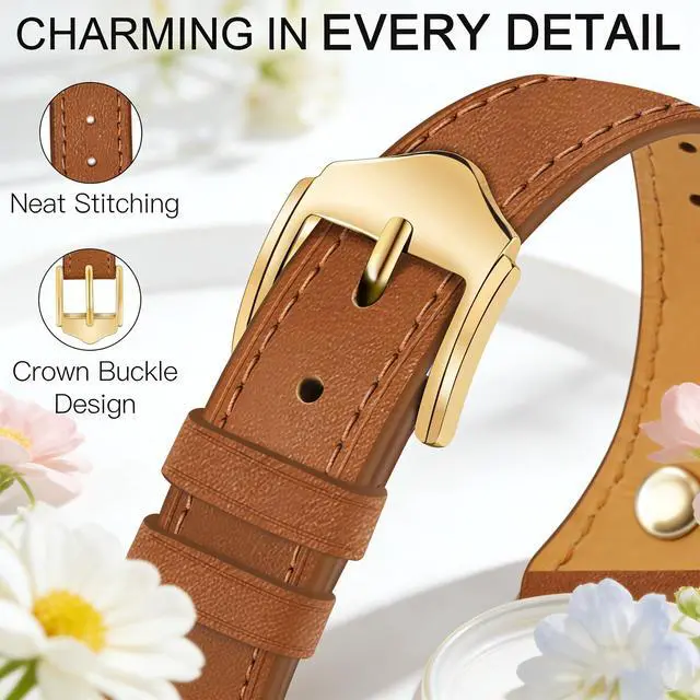 Alt view image 4 of 6 - Slim Leather Bands Compatible with Garmin Lily 2 | Leather with Charms, Feminine,Design,for Garmin Lily 2 Watch Band
