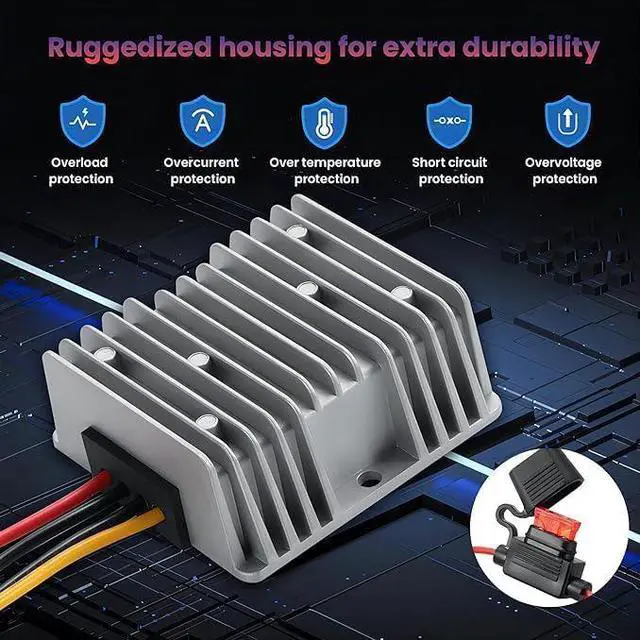 Alt view image 5 of 7 - 9-32V to 12V 10A 120W Waterproof DC-DC Buck Converter | Step Down Module for Automotive, LED Lights, Construction Sites, Tools