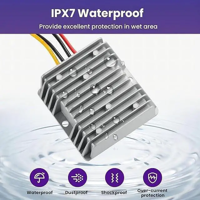 Alt view image 6 of 7 - 9-32V to 12V 10A 120W Waterproof DC-DC Buck Converter | Step Down Module for Automotive, LED Lights, Construction Sites, Tools
