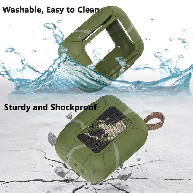 Alt view image 5 of 7 - Silicone Cover Case for JBL Go 5 Portable Bluetooth Speaker | Protective Case for Go 5 Speaker, Shockproof Drop-Protection Cover with Carabiner (Squad)