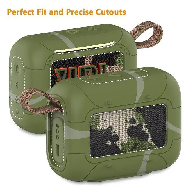 Alt view image 6 of 7 - Silicone Cover Case for JBL Go 5 Portable Bluetooth Speaker | Protective Case for Go 5 Speaker, Shockproof Drop-Protection Cover with Carabiner (Squad)