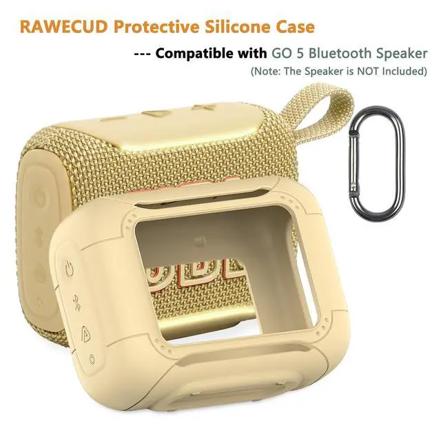 Alt view image 2 of 7 - Silicone Cover Case for JBL Go 5 Portable Bluetooth Speaker | Protective Case for Go 5 Speaker, Shockproof Drop-Protection Cover with Carabiner (Yellow)