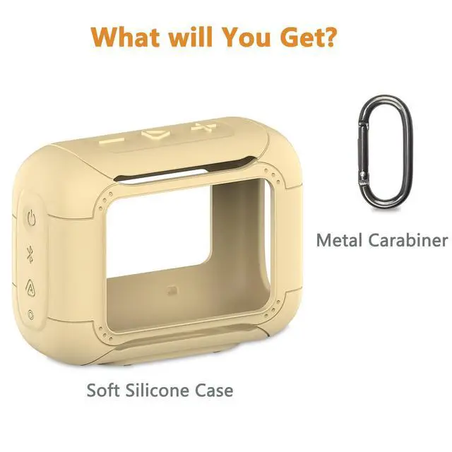 Alt view image 3 of 7 - Silicone Cover Case for JBL Go 5 Portable Bluetooth Speaker | Protective Case for Go 5 Speaker, Shockproof Drop-Protection Cover with Carabiner (Yellow)