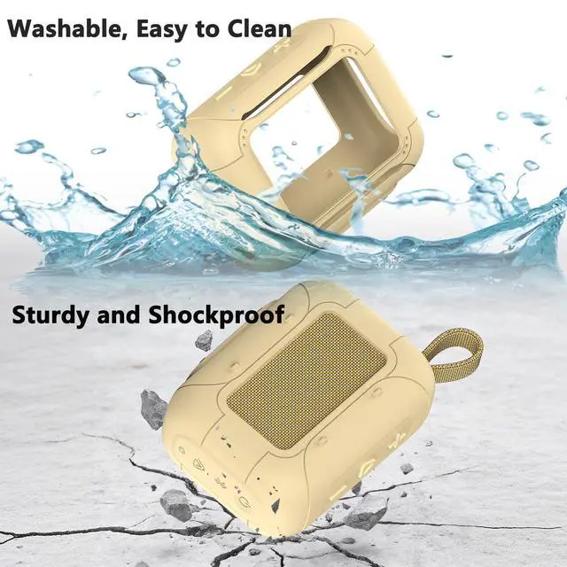 Alt view image 5 of 7 - Silicone Cover Case for JBL Go 5 Portable Bluetooth Speaker | Protective Case for Go 5 Speaker, Shockproof Drop-Protection Cover with Carabiner (Yellow)