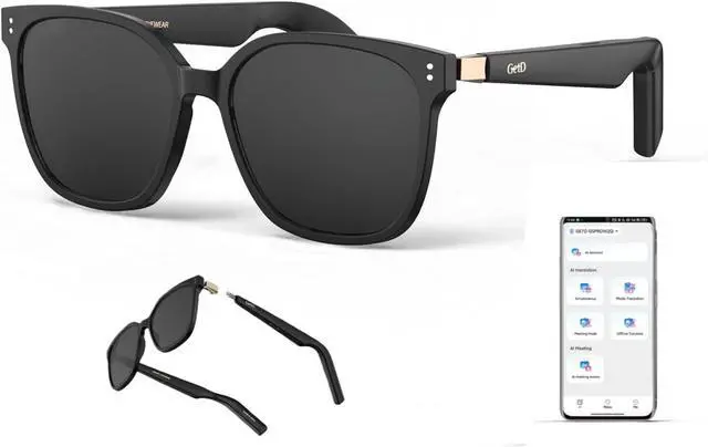 Main image of AI Glasses for Men & Women - Smart Glasses with Real-Time Translation in 145 Languages, Powered by ChatGPT, Nylon Polarized Aviator Sunglasses, Bluetooth 5.4,11H Music/9H Calls, 2 Extra Temples