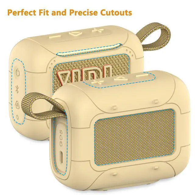 Alt view image 6 of 7 - Silicone Cover Case for JBL Go 5 Portable Bluetooth Speaker | Protective Case for Go 5 Speaker, Shockproof Drop-Protection Cover with Carabiner (Yellow)