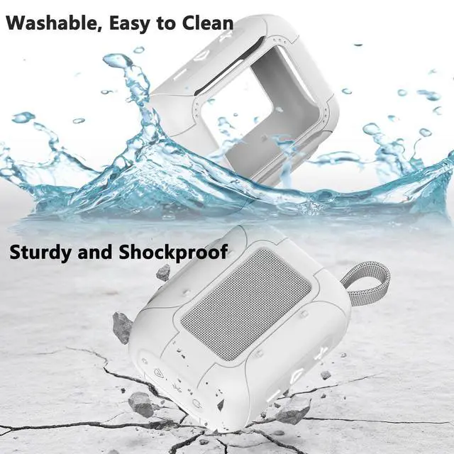 Alt view image 5 of 7 - Silicone Cover Case for JBL Go 5 Portable Bluetooth Speaker | Protective Case for Go 5 Speaker, Shockproof Drop-Protection Cover with Carabiner (White)