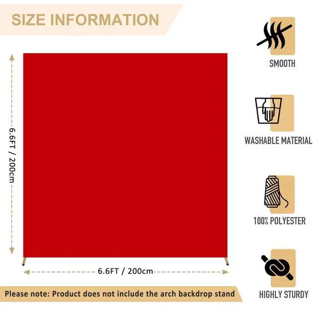 Alt view image 3 of 6 - Wedding Arch Cover Red 6.6FT x 6.6FT Square Arch Backdrop Covers Stretchy Fabric Spandex Arched Stand Covers Double Sided Covering for Balloon Square Backdrop Cover for Banquet Party Decor