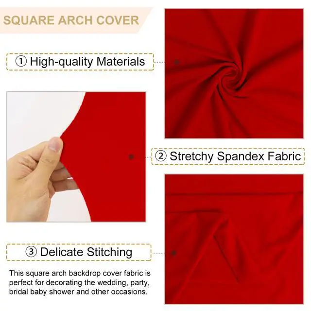 Alt view image 4 of 6 - Wedding Arch Cover Red 6.6FT x 6.6FT Square Arch Backdrop Covers Stretchy Fabric Spandex Arched Stand Covers Double Sided Covering for Balloon Square Backdrop Cover for Banquet Party Decor