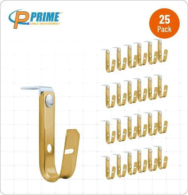 Alt view image 6 of 6 - 3/4 Inch Heavy Duty Metal Cable & Wire Support J-Hook Hangers W/Angle Clip, attaching horizontal surfaces (Ceilings, beams K) & 1/4 inch threaded rod Cable & Wire Management