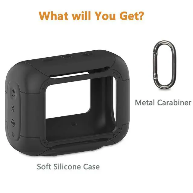 Alt view image 3 of 7 - Silicone Cover Case for JBL Go 5 Portable Bluetooth Speaker | Protective Case for Go 5 Speaker, Shockproof Drop-Protection Cover with Carabiner (Black)