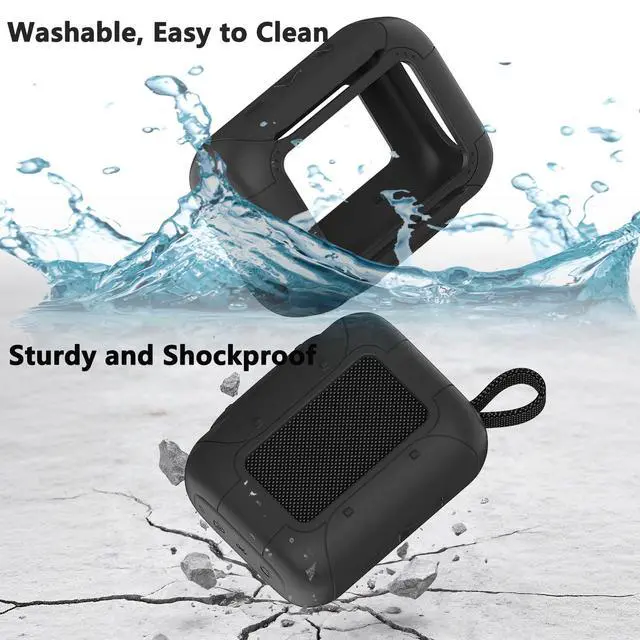 Alt view image 5 of 7 - Silicone Cover Case for JBL Go 5 Portable Bluetooth Speaker | Protective Case for Go 5 Speaker, Shockproof Drop-Protection Cover with Carabiner (Black)