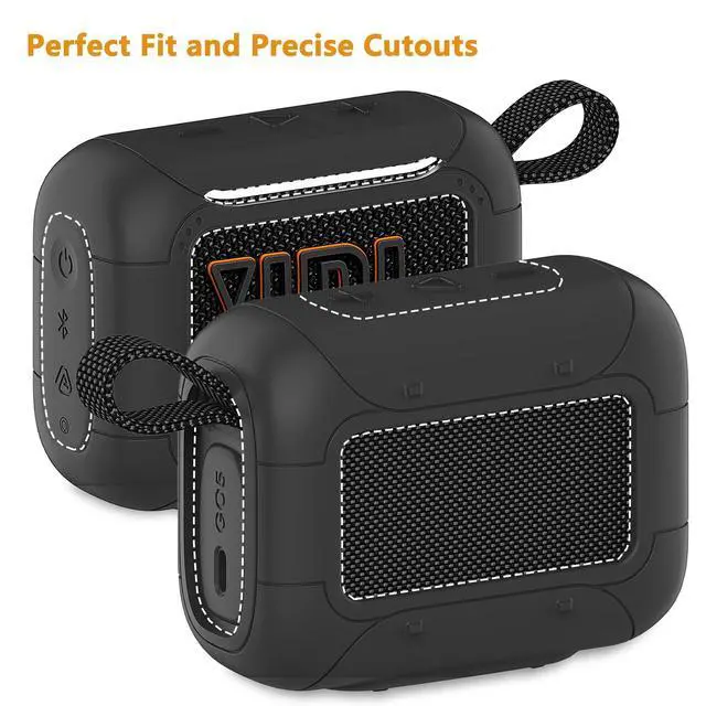 Alt view image 6 of 7 - Silicone Cover Case for JBL Go 5 Portable Bluetooth Speaker | Protective Case for Go 5 Speaker, Shockproof Drop-Protection Cover with Carabiner (Black)