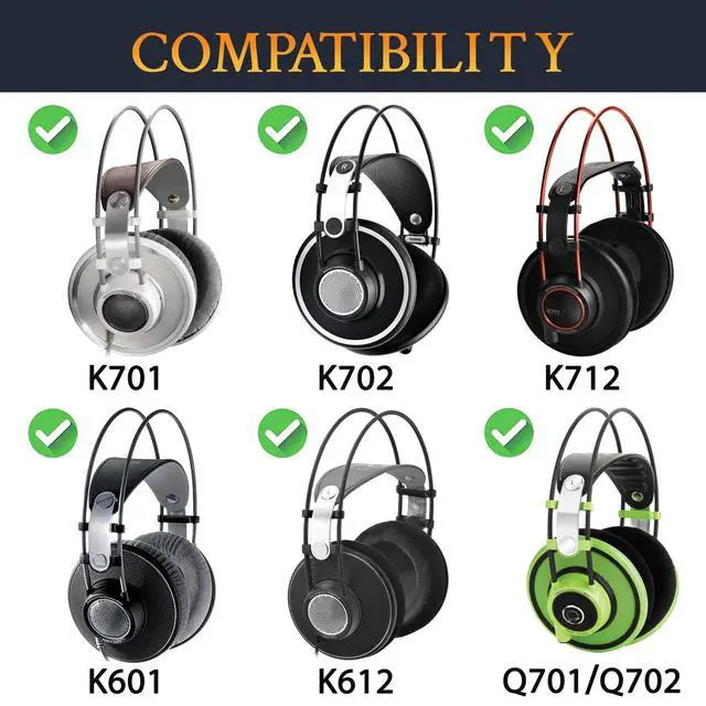 Alt view image 2 of 6 - Velour Professional Replacement Earpads Cushions for AKG K701, K702, Q701, Q702, K601, K612, K712 Headphones, Ear Pads with Softer Velour, High-Density Foam - Grey