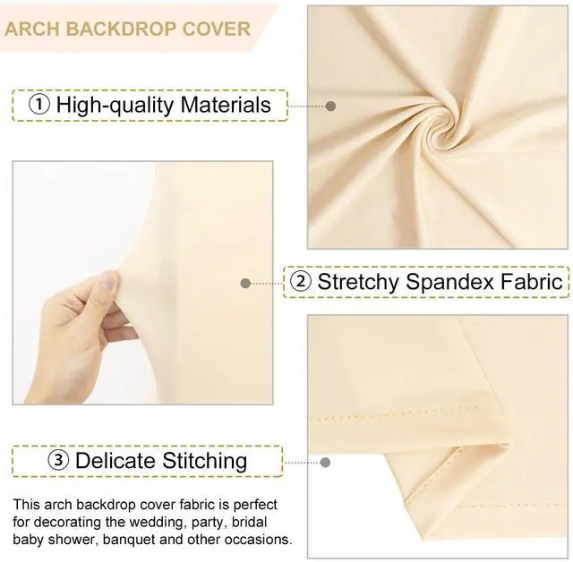 Alt view image 4 of 6 - Beige Arch Cover Spandex Arch Cover 6.6 x 6.6 FT Square Arch Cover for Wedding Arch Covers Fitted Arch Covers Stretchy Backdrop Party Arch Fabric Cover for Weddings Banquet Decorations