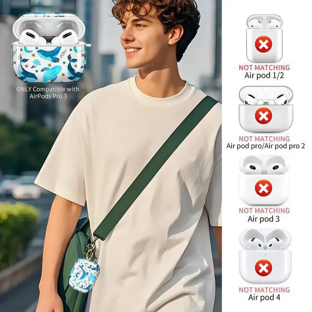 Alt view image 2 of 6 - for Cute Airpods Pro 3 Case Clear, Soft TPU Air Pods Pro 3rd Generation Cover Protective Skin Girl Women with Gold Keychain for iPod Pro 3 Gen 2025 - Whales and Stars