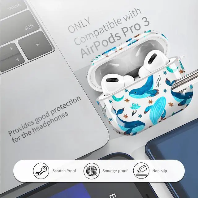 Alt view image 3 of 6 - for Cute Airpods Pro 3 Case Clear, Soft TPU Air Pods Pro 3rd Generation Cover Protective Skin Girl Women with Gold Keychain for iPod Pro 3 Gen 2025 - Whales and Stars