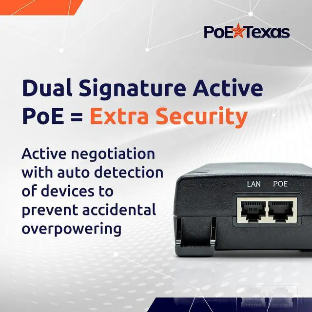 Alt view image 6 of 6 - Single-Port 802.3bt PoE++ Injector, 55V 60W, 6kV Surge | 802.3bt PoE++ Single Port 4 Pair Power Over Ethernet Injector - Active PoE Adapter 55V 60W Output - 10/100/1000 Gigabit Data
