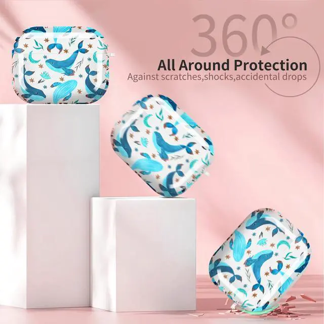 Alt view image 6 of 6 - for Cute Airpods Pro 3 Case Clear, Soft TPU Air Pods Pro 3rd Generation Cover Protective Skin Girl Women with Gold Keychain for iPod Pro 3 Gen 2025 - Whales and Stars