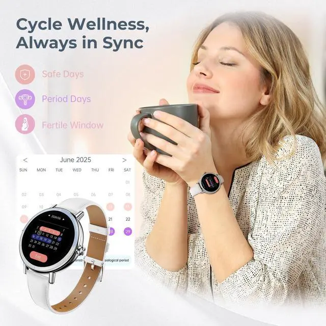 Alt view image 5 of 7 - Smart Watches for Women, 1.27'' HD Round Ladies Fitness Trackers with Heart Rate/SpO2 Monitor Sleep/Calorie/Step Tracker 100+ Sports Modes IP68 Waterproof for Android/iOS, Silver/White