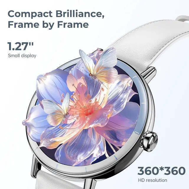 Alt view image 2 of 7 - Smart Watches for Women, 1.27'' HD Round Ladies Fitness Trackers with Heart Rate/SpO2 Monitor Sleep/Calorie/Step Tracker 100+ Sports Modes IP68 Waterproof for Android/iOS, Silver/White