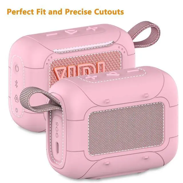 Alt view image 6 of 7 - Silicone Cover Case for JBL Go 5 Portable Bluetooth Speaker | Protective Case for Go 5 Speaker, Shockproof Drop-Protection Cover with Carabiner (Pink)