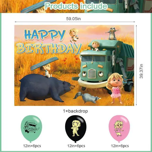 Alt view image 2 of 7 - Trash Truck Birthday Party Backdrop, Decoration, and Banner - Photo Background Props for Boys and Girls - 5x3ft