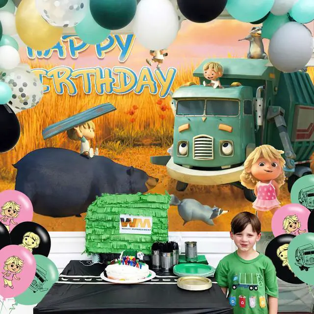 Alt view image 4 of 7 - Trash Truck Birthday Party Backdrop, Decoration, and Banner - Photo Background Props for Boys and Girls - 5x3ft