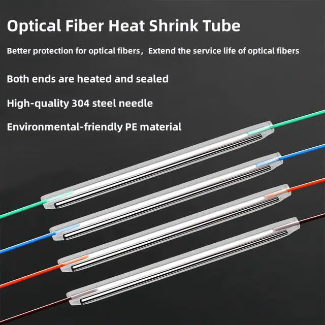 Alt view image 7 of 7 - 1000PCS Fiber Splice Sleeves,2.4mm Diam 60mm Length,Fusion Fiber Optic Cable Heat Shrinks Tubing,with Box,304 Stainless Steel PE Clear Hot Melt Protection Tubes